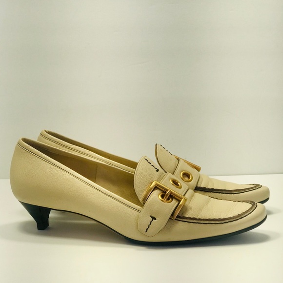 Prada Shoes - Authentic Prada VeroCuoio Leather Beige Heel Shoes